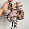 Gothic Spicy Girl Love Cross Rivet Plush Personalized Leopard Print Bag Pendant Valentine's Day Gift Decoration Bag Charm
