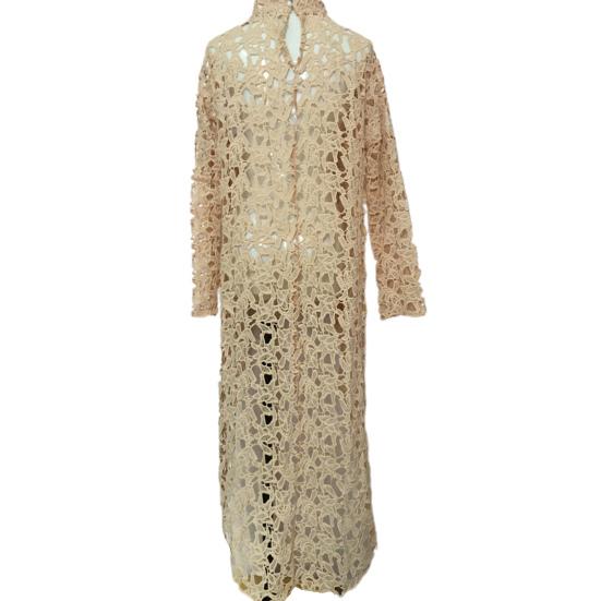 Женский длинный топ с вырезом, нерегулярное вязание крючком, кружево, цветочное лоскутное шитье, прозрачный, короткий спереди