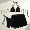Euro-American Bikini Three-Piece Metal Starfish Accessories Tankini Tankini Shorts High Waist Black 1011 New
