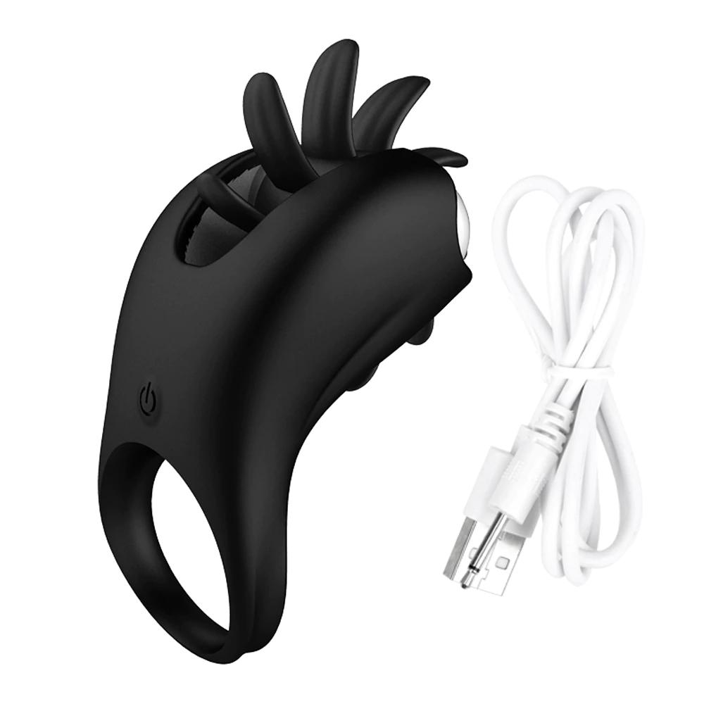 Клиторальные вибраторы Вибратор для лизания языком Кольцо для члена Двойная стимуляция Для пар