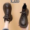 Leather Martin Boots Children's 2025 Autumn and Winter New Thick-soled Heightening Small Women's Boots Velvet Warm Short Boots