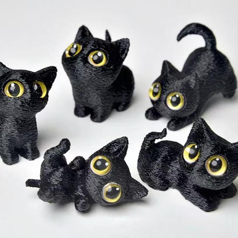 Милый кот с большими глазами, 3D-печатное настольное украшение-игрушка