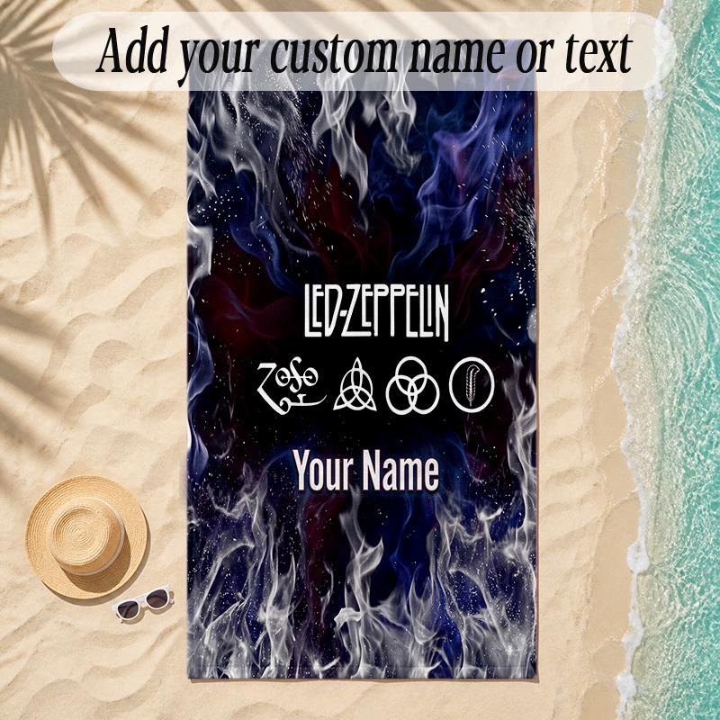 Beach TowelLed Zeppelin Custom Name Text Personalized Soft Towel for Beach Pool Indoor Home Decor Gift
