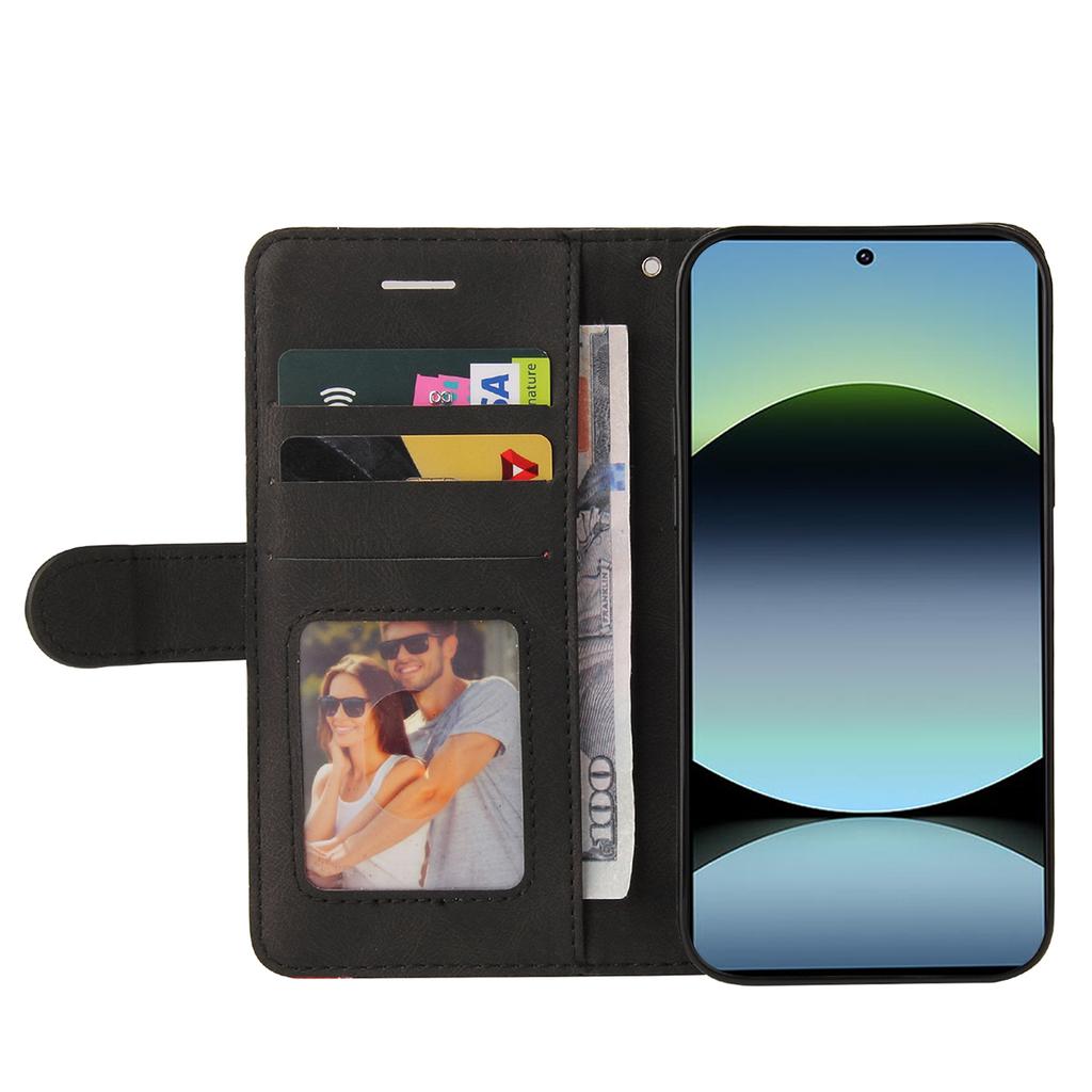 For Xiaomi Poco M6 Pro 4G/Xiaomi Redmi Note 13 Pro 4G/Xiaomi Redmi Note 14S 4G Leather Phone Case Stand Wallet with Bi-colour Splicing Design