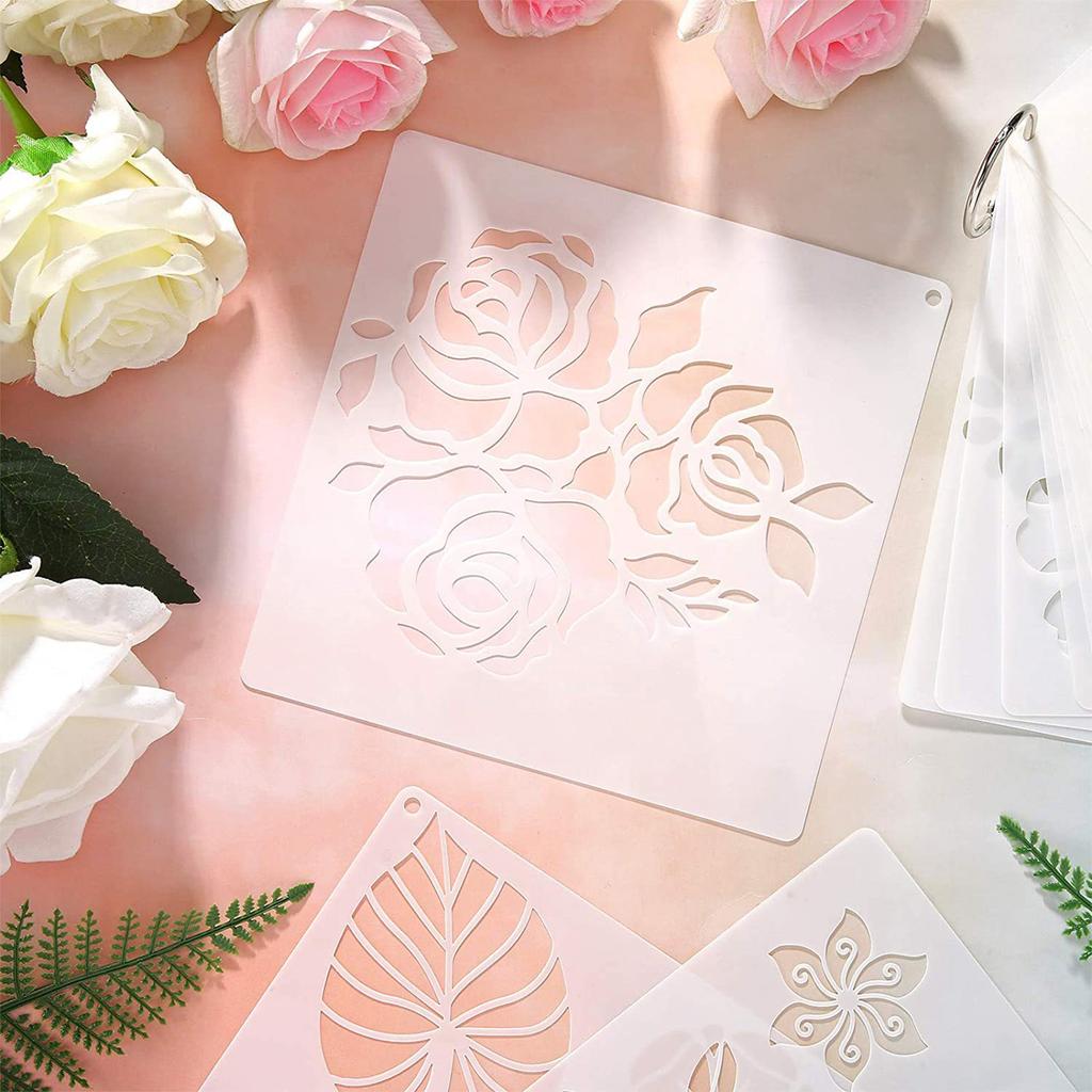 Hollow-Out Flower Stencil Template Plastic Reusable Art Templates Used for School Projects DIY Crafts
