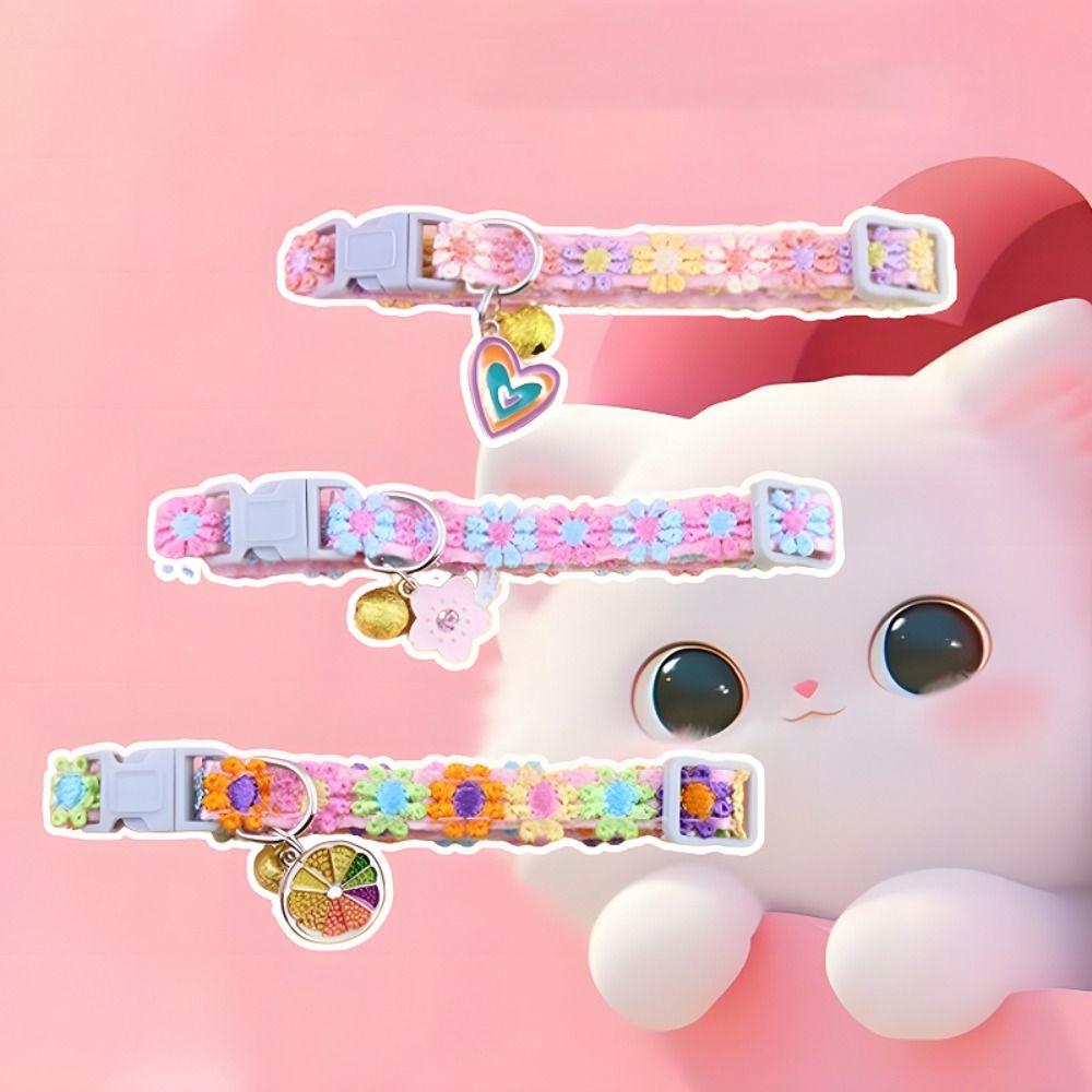 With Bell Pendant Cat Necklace Candy Color Puppy Neck Strap Cute Pet Accessories  Pet