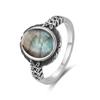 Винтажное кольцо из стерлингового серебра S с натуральным лунным камнем, овальное 8*10 мм, простое кольцо с черными завитками, подарки для вечеринок, изысканные украшения для женщин и мужчин