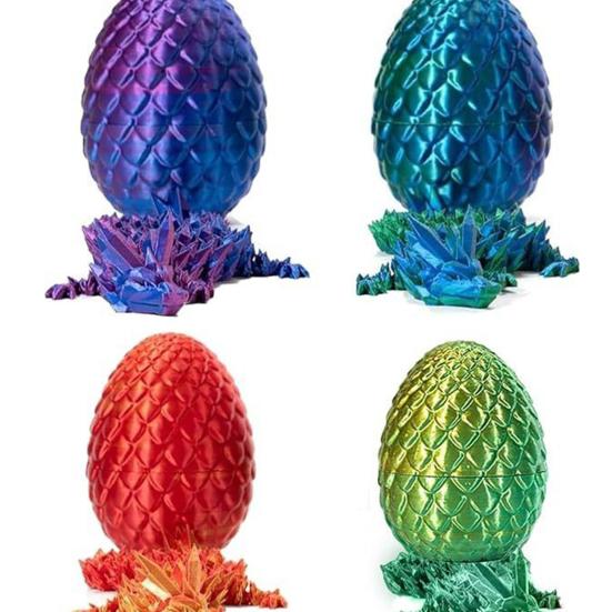 3D Printed Mini Dragon Egg Articulated Dragon Fidget Toy Inside Egg Easter Basket