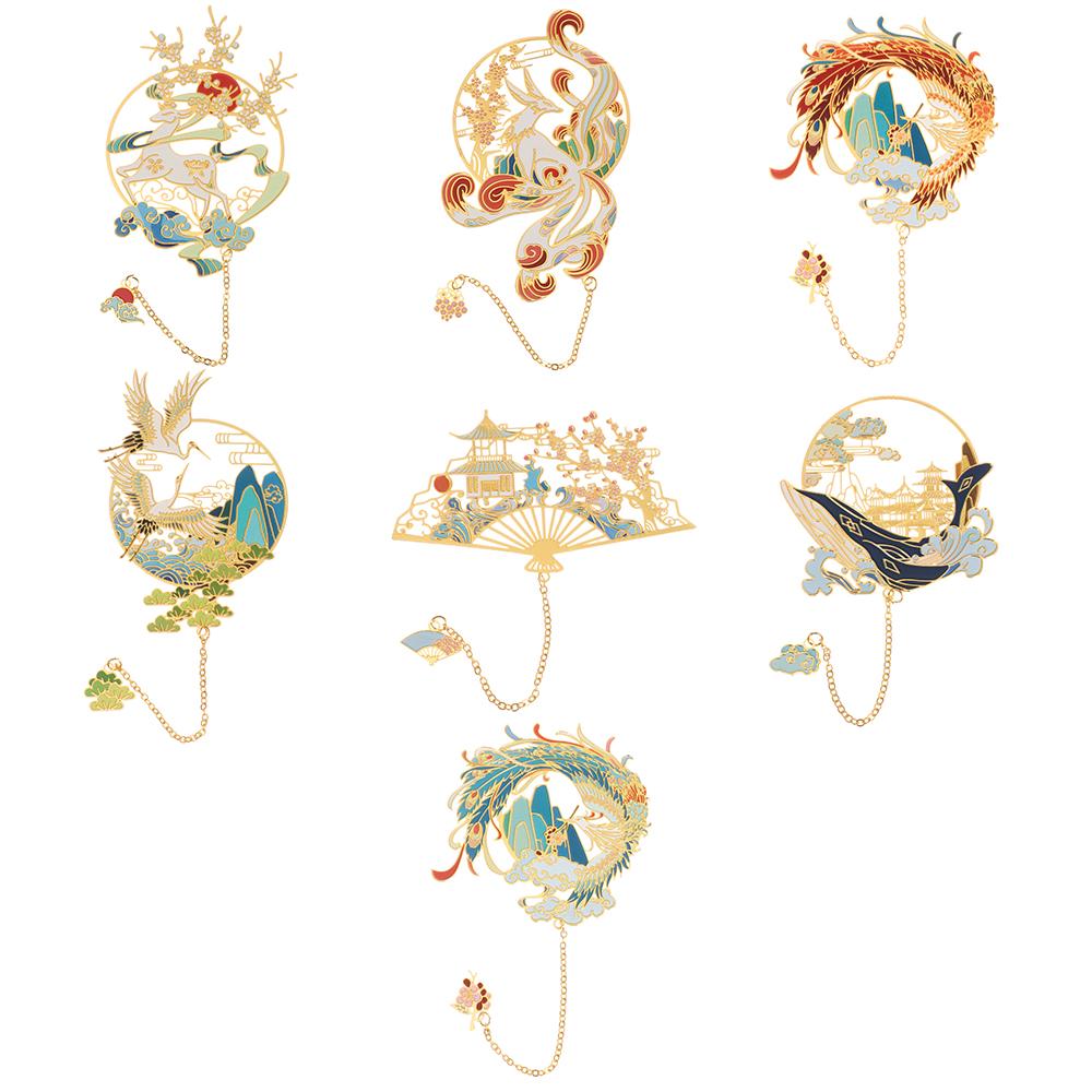 Канцелярские товары, металлический кулон в китайском стиле, ретро нумерация страниц, латунная закладка, окрашенная книжная клипса