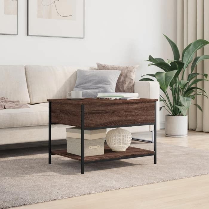 VidaXL Table Basse, Bout de Canapé avec Pieds Réglables, Table d'Appoint avec Rangement Salon Intérieur, Moderne, Chêne 845345