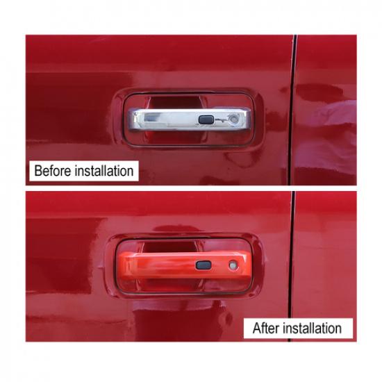 2015- Ford F150 Exterior Door Handle Cover Trim Bezels Rear | Red | Self-Adhesive | Accessories | 1 Year Manufacturer Warranty