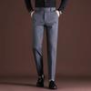 Мужские стрейчевые однотонные черные брюки в стиле смарт-кэжуал, мужские брюки для офиса, быстросохнущие брюки для костюма, новые весенне-осенние корейские прямые брюки