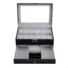 12 Slots Watch Box Storage with Drawer Double Layer Portable Case