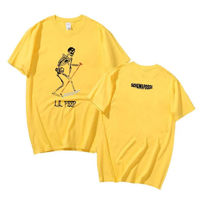 Лето 2025 Рэпер Lil Peep Cry Baby Ангелы Защити Меня Скелет Графический Мужчины Женщины Хип-Хоп 100% Чистый Хлопок Печатная Футболка Y2k