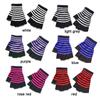Unisex Warm Winter Fingerless Elastic Knitted Gloves Striped Knit Mittens Thicken