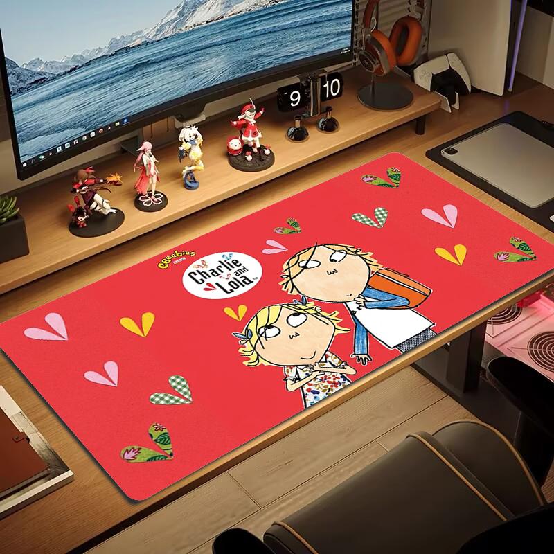 Charlie Lola Mouse Pad Large Gaming Table Cushion Nonslip Laptop Tablet Big Mousepad Xxl Mat Mini Pc Playmat With Lock Edge