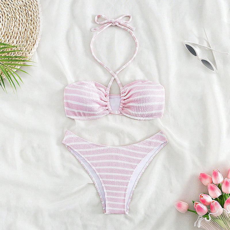 Европейское и американское полосатое бикини-трикини 2025 года - Сексуальный женский летний купальник