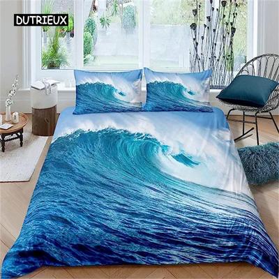 Пододеяльник Blue Ocean с волнами, Постельный комплект, Гавайский тропический морской прибой, Морской пляж, Постельное белье, Чехол для одеяла, Микрофибра для женщин, мужчин
