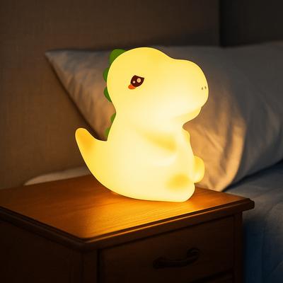 Силиконовый ночник в форме динозавра, USB-зарядка, мягкий светодиодный ночник, мультяшная перезаряжаемая лампа с сенсорным датчиком, для сопровождения во время сна