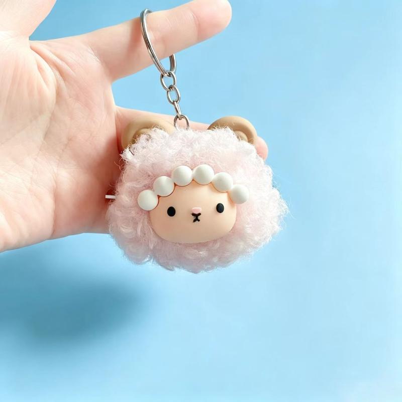 Soft Fluffy Curly Sheep Plush Keychain Mini Stuffed Lamb Pendant Durable Bag Accessory for Travel Luggage Decor Small Gifts
