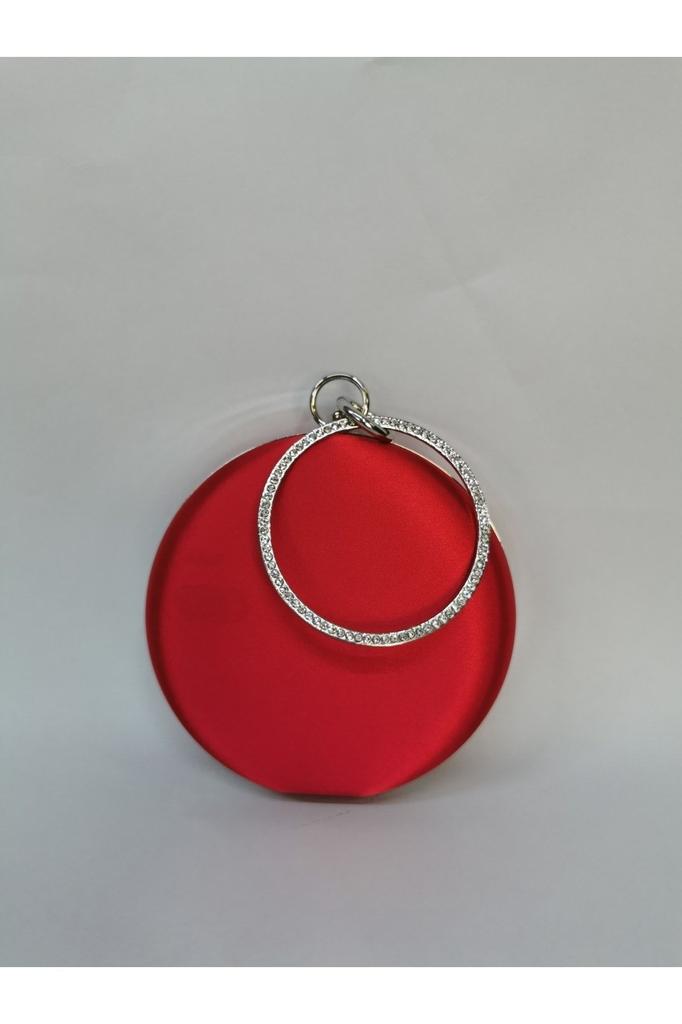 Women's Stylish and Useful Evening Dress Bag Women's Satin Saks Blue Round Evening Dress Clutch Portfolio Bag