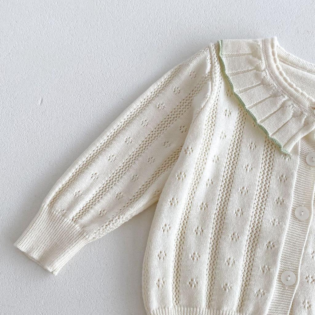 Детская одежда, милый детский вязаный свитер, летняя тонкая девочка, маленький снаружи, кардиган с кондиционером