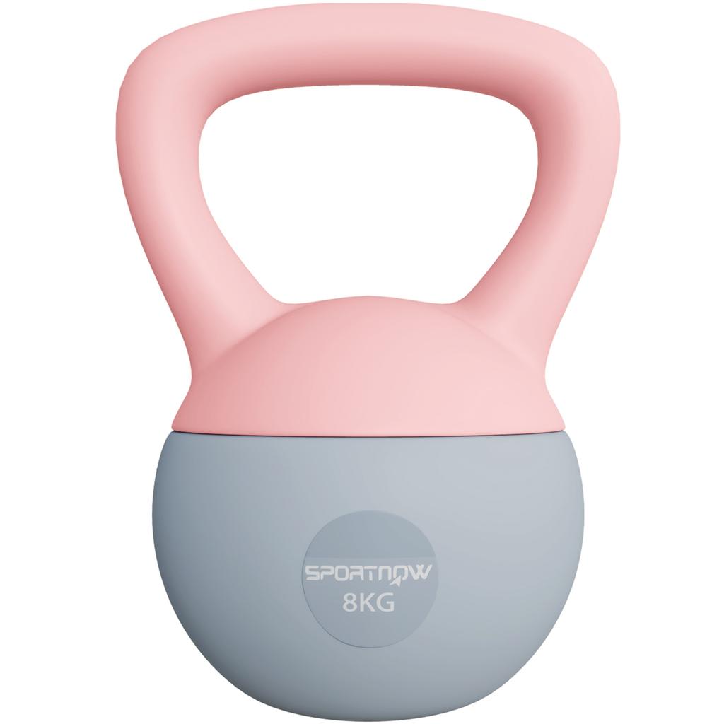 8kg Soft Kettlebell Kettlebell With Non Slip Handle For Home Gym Weight Lifting Strength Training Pink Grey