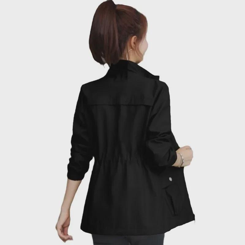 Однотонная двухслойная приталенная ветровка в корейском стиле для женщин на осень
