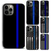 Police Styled Thin Blue Line American Flag Phone Case Cover For iPhone 5 6 7 8 Plus X XR XS SE2020 Apple 11 12 13 Mini Pro Max