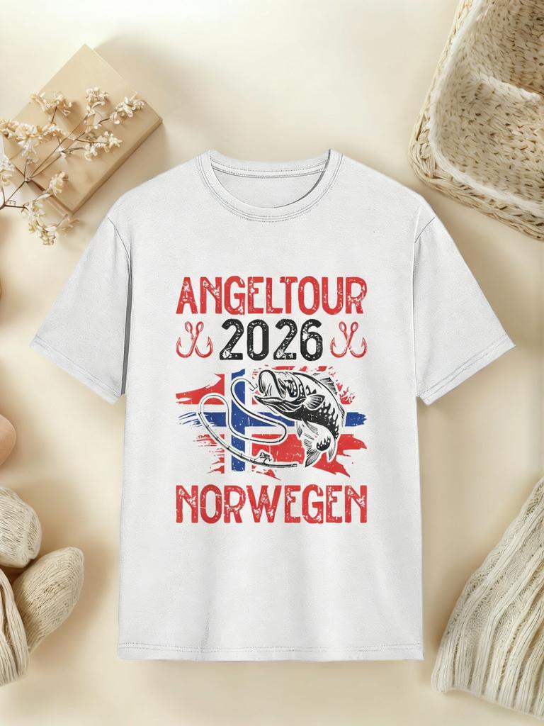 New Men's and Women's Norwegian Fishing Trip T-shirts with Norwegian and Fish Design. Suitable All Seasons