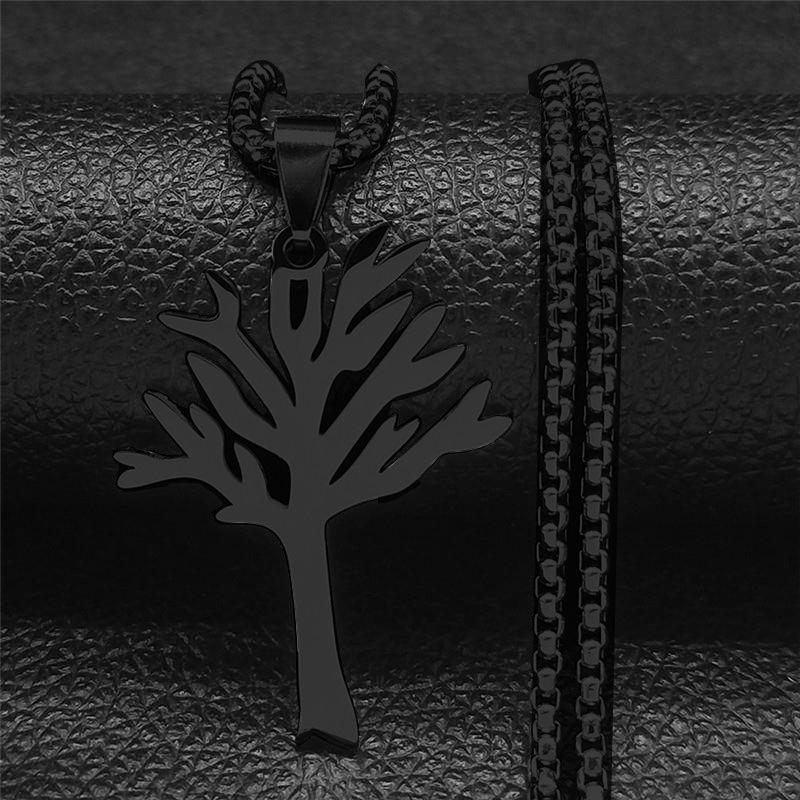 European and American Hollow Tree of Life Necklace Stainless Steel Tree Pendant Personalized Versatile Accessories