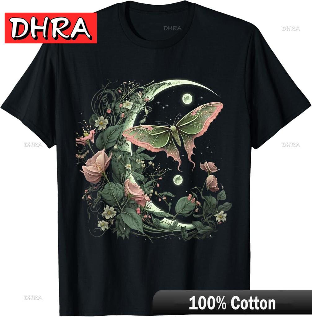 Goblincore Moth and Butterfly Moonphases Flowers Cottagecore T-Shirt Simple Stylish Tshirts Female Stylish Comfy Bold Top Rap