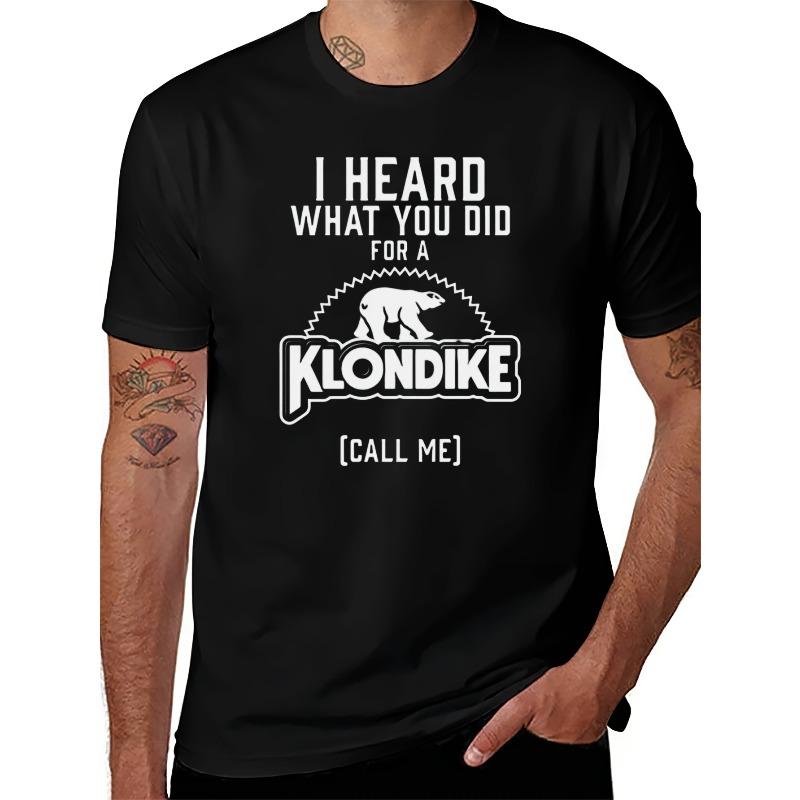 Европейские размеры Мужская забавная футболка Klondike | С круглым вырезом и принтом, Повседневный стиль, Обычная посадка