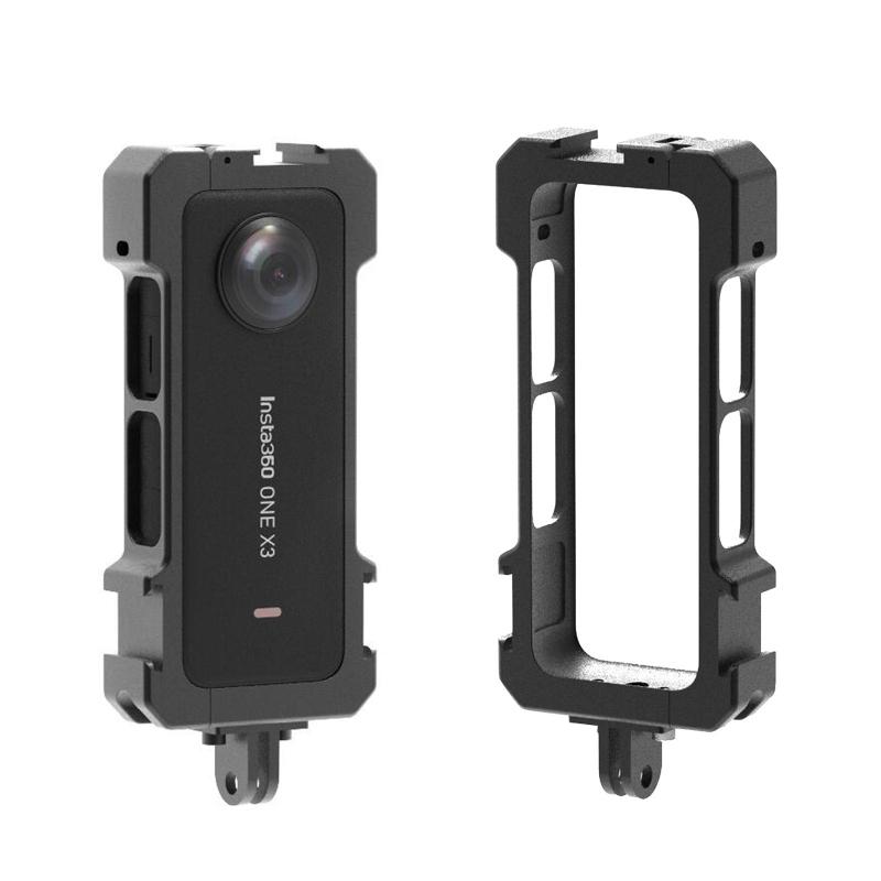 Camera Cage Cnc Aluminum Alloy Protective Frame Compatible For Insta360 X3 Panoramic Action Camera