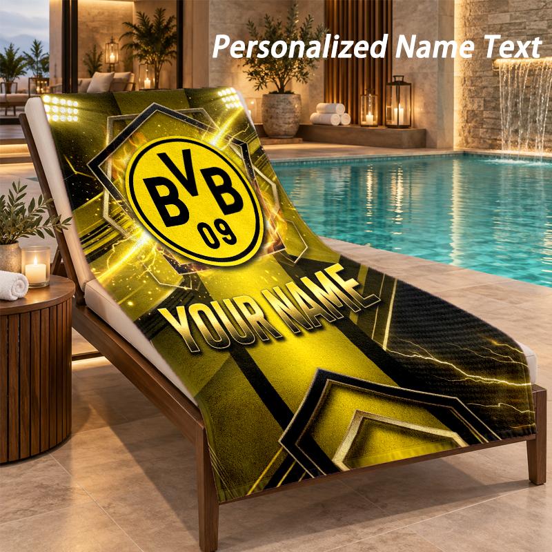 Пляжное полотенце с принтом Borussia Dortmund и индивидуальным текстом, большое полотенце для дома, ванной комнаты, пляжа