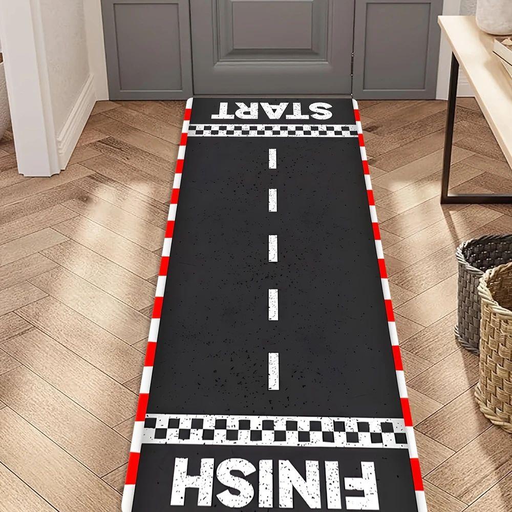 Anti-slip Simulation Racing Track Road Carpet Floor Mat for Home Game Room Apartment Interior Decor