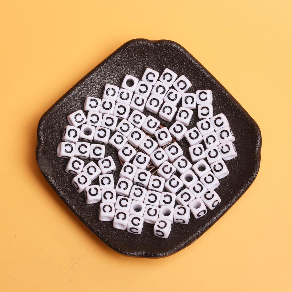 White Black Pendants Handcrafts Beading Material DIY 26 Letters Beads Bracelets Phone Chain 5.5mm Acrylic Big Hole Necklace DIY Jewelry Accessories