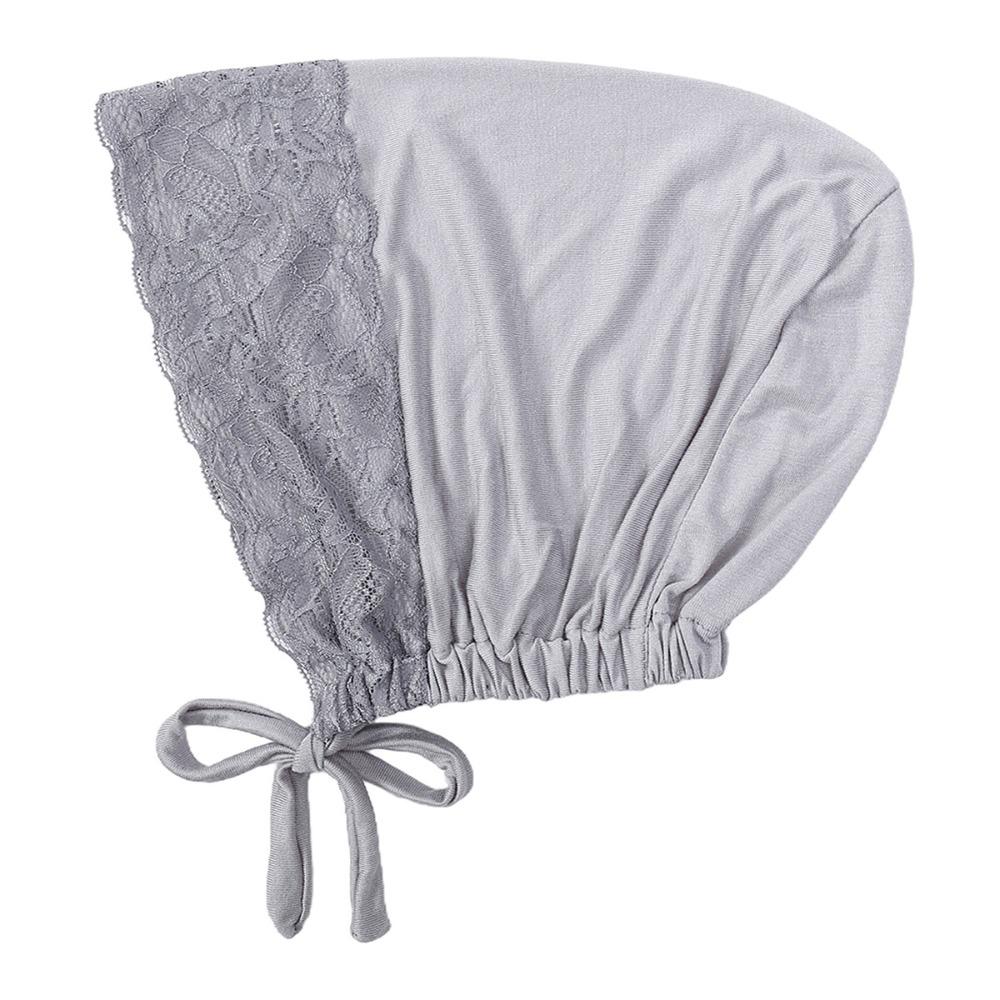 Lace Headdress Bottom Hat Solid Color Head Turban Versatile Hijab Bonnet