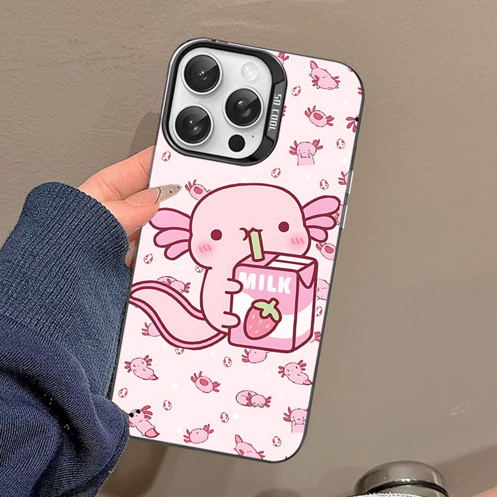 Мультяшный аксолотль Милый чехол для телефона для iPhone 17 16 15 14 13 Pro 12 11 Pro Max PLUS Цветная задняя крышка