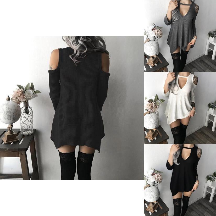 Элегантное летнее женское повседневное однотонное платье с открытыми плечами и нерегулярным глубоким V-образным вырезом в нескольких цветах