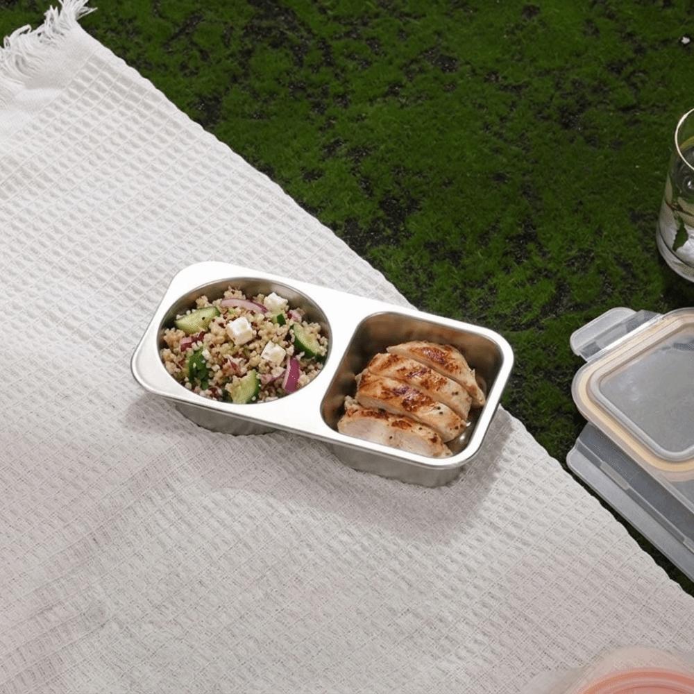 Dual Compartments Food Divided Box Leakproof Meal Prep Container Snack Container Outdoor Dining