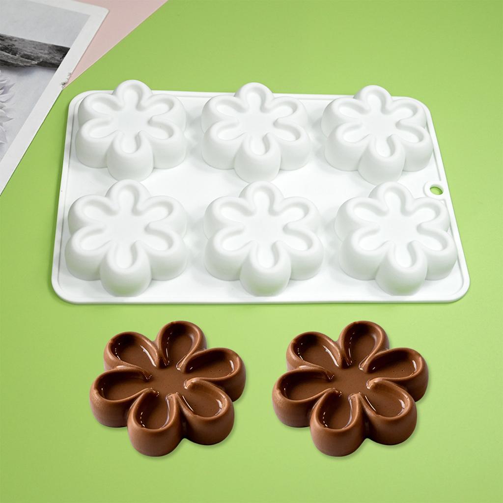 6-cavity Six Petals Flower Silicone Mold Fondant Mousse Cake Decorating Tool for Making Chocolate Candy Handmade Soap