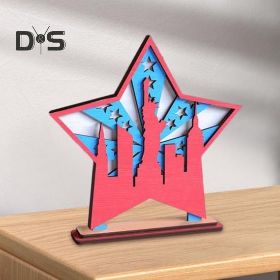 Настольная вывеска 4 июля в форме звезды, деревянный орнамент, патриотический центральный элемент стола, многоярусный поднос, декор для дома и офиса на День независимости