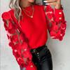 Women's Fashion Casual Spring Fall Solid Color Print Long Sleeve O-Neck Blouses & Shirts Pullovers
