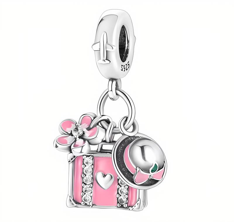 Charms Do Pandora Zawieszka Charms Walizka Kapelusz Kwiatek Charmsy Trusky
