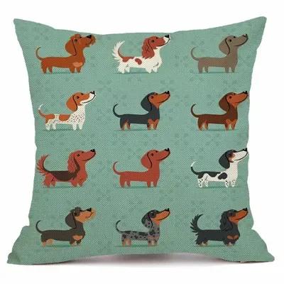 Christmas Sausage Style Cushion Cover Christmas Dog Christmas Home Decorative Pillow Cover Merry Gift 45X45Cm