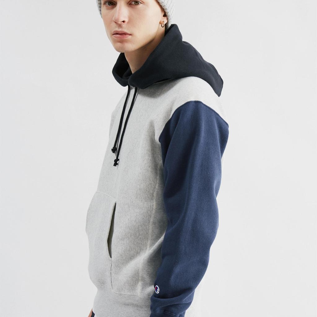 Champion Multicolor Fleece Lined , Winter Sweatshirt Men's Gray Patchwork (Unisex) Sweatshirts C3 S108 M350