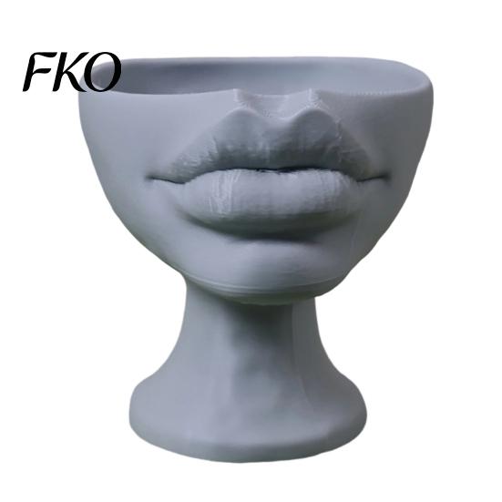 Creative Home Tabletop Decor 3D Printed Lip-Shaped Flower Pot, Artistic Sculptural Planter with Matte Finish, Modern Art Ornament Multifunctional