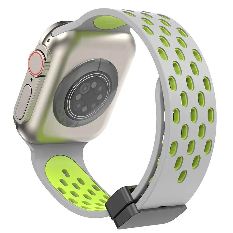 Магнитный силиконовый ремешок для Apple Watch Band Ultra 3 2 49мм 45мм 41мм Браслет для iWatch Series 11 10 9 8 7 6 SE 5 4 3 38мм 46мм 42мм 44мм