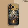 Дизайн из закаленного стекла с узором Bitcoin для iPhone 16 17 Pro Max 15 14 13 12 11 Pro Max Чехол для телефона Защитная крышка камеры Ударопрочный Жесткая задняя панель